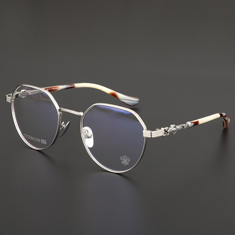 CHH Chrome Hearts Glasses Gold Silk Glasses Frame Retro Women's Ultra Light Polygon Pure Titanium Vision Frame
