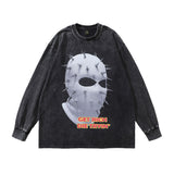 Men Long Sleeve Shirt Design Print Distressed Bottoming Long Sleeve T-shirt Men and Women Ins