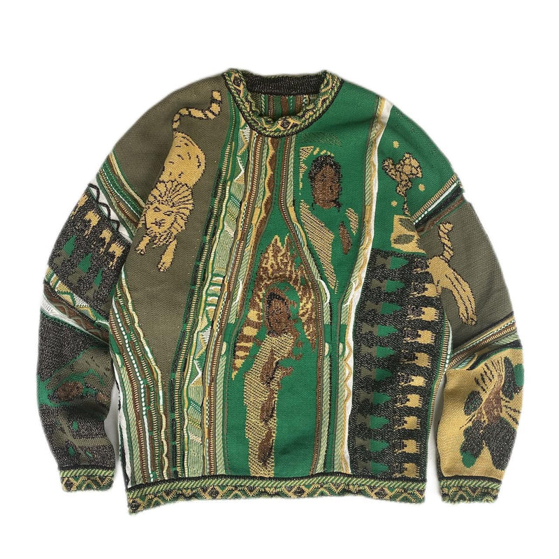 Kapital Sweater Vintage Hida Hehong Contrast Color Retro Ethnic Style Portrait Knitting Crew Neck Pullover Sweater