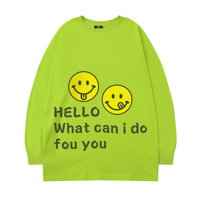 Men Long Sleeve Shirt Crew Neck Pullover Sweatshirt Men's and Women's Printed T-shirt Loose Long Sleeve Top