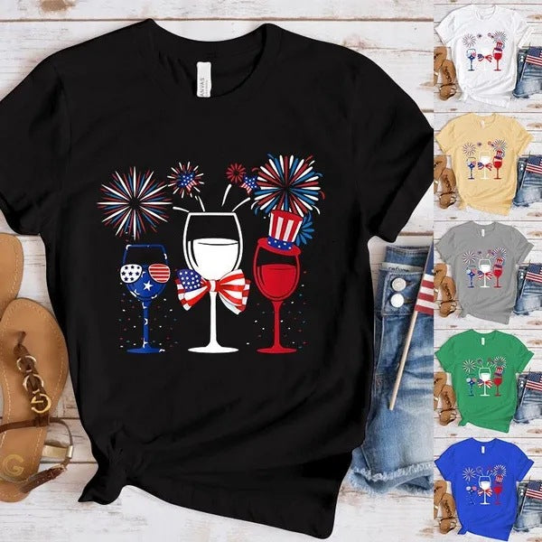 Women's Independence Day T Shirt round Neck Short Sleeve T-shirt Women's Top