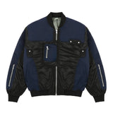 Men Cotton Loaded Jacket Coat Color Contrast Patchwork Jacket Coat Men's Loose Zip Motorcycle Cotton-Padded Jacket