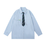 Men Long Sleeve T Shirt Men's Spring and Autumn Loose Chain Decoration Shirt