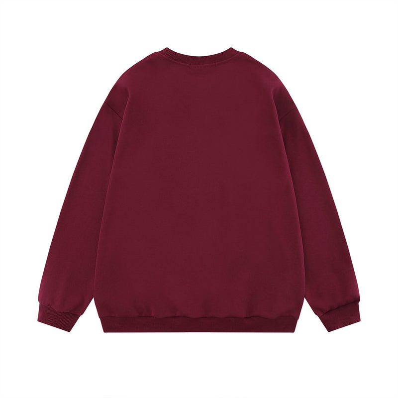 Men Hoodie Spring and Autumn Letter Printed Crew Neck Sweatshirt Retro Loose Casual Long Sleeve Pullover