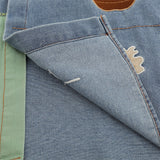 Men Long Sleeved T Shirt Stitching Contrast Color Shirt Coat Punk Flower Embroidery Shirt