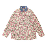 Men Long Sleeved T Shirt Long Sleeve Shirt Men's Spring and Autumn Clothing Cardigan Contrast Color Lapels Loose Shirt Coat