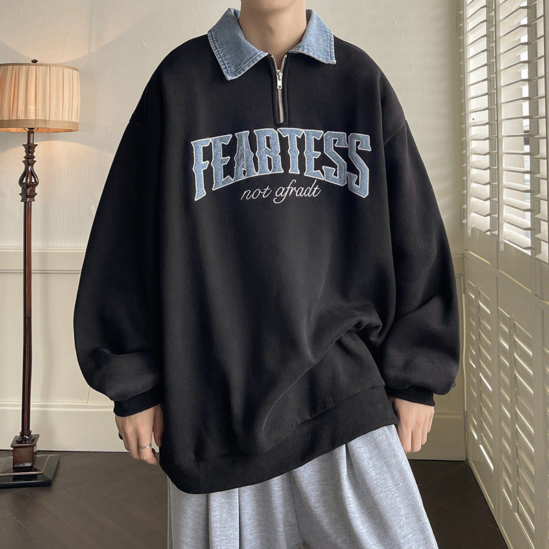 Men Hoodie Polo Collar Sweatshirt Men's Fall Fall Winter Coat