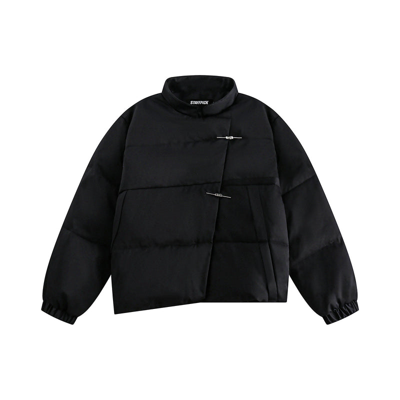 Unisex Jacket Winter New Chinese Style Cotton Coat with Solid Color
