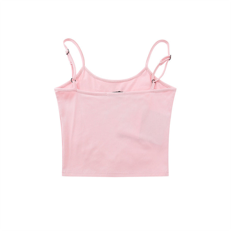 Women Vest Letter Rhinestone Strap Girls Slim Bottoming