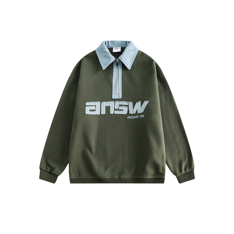 Unisex Hoodie Retro Lapels Sweatshirt Pullover for Men and Women