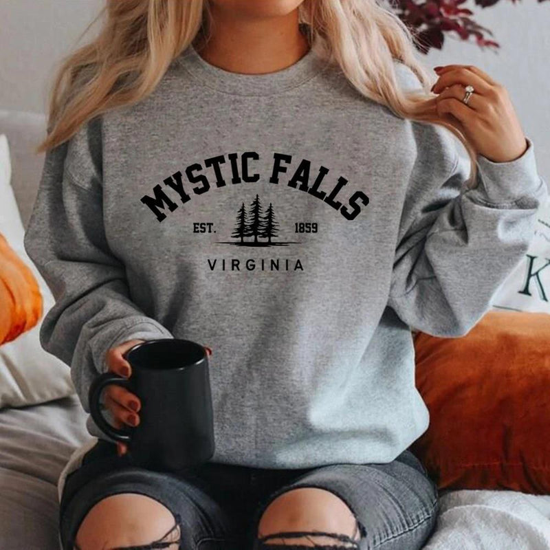 2024Mystic Falls Virginia Sweatshirt Plus Size O-neck T-shirt