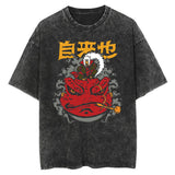 Graphic Vintage Acid Wash Cotton Tee for Men Women