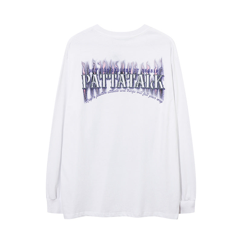 Men Long Sleeve Shirt Cartoon Printed Couple Long Sleeve T-shirt Men and Women Loose