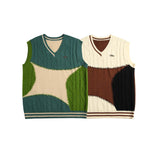 Unisex Sweatshirt Fall Color Contrast Patchwork Spring and Autumn Vest