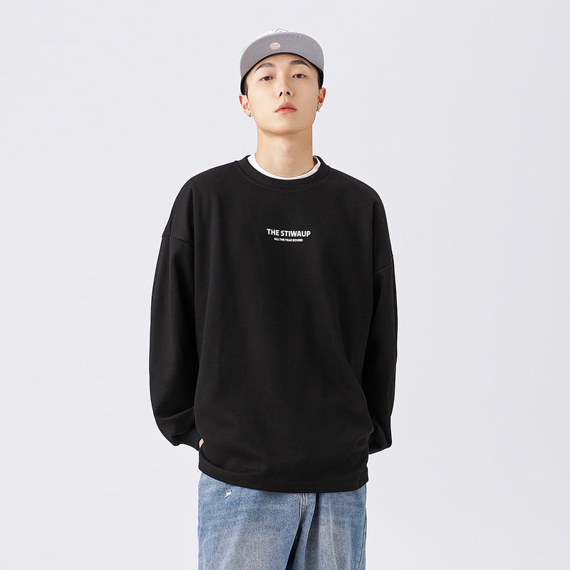 Unisex Hoodie Printed Long Sleeve T-shirt Men and Women Loose-Fitting Casual round-Neck