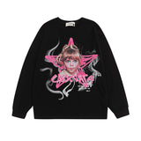 Men Long Sleeve Shirt Printed Vibe Style Long Sleeve Bottoming T-shirt Men and Women All-Matching Loose