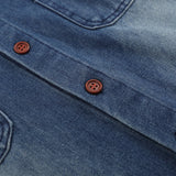 Men Long Sleeved T Shirt Personality Five-Pointed Star Embroidered Pocket Denim Shirt Men's Spring and Autumn Loose Casual