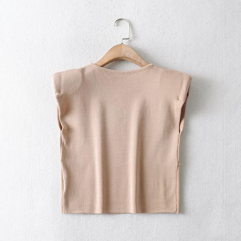 Women T-Shirt Top T-shirt Bottoming Shirt Knitted Vest Top