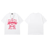 Men T Shirt Rabbit Print Sweet Cool Couple T-shirt Retro College Style Short Sleeve T-shirt