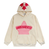 Men Fleece Lined Hoodie Embroidered Hoodie Men's High Street Ins Loose Pullover Hoodie