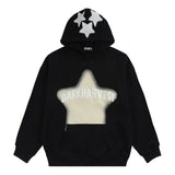 Men Fleece Lined Hoodie Embroidered Hoodie Men's High Street Ins Loose Pullover Hoodie