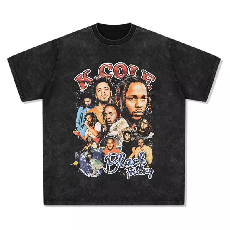 Kendrick Lamar T Shirts kendrick lamar J · cole Vintage Wash Loose Short Sleeves