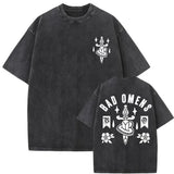 Washed Vintage Bad Omens Print T-shirt Funny Moth