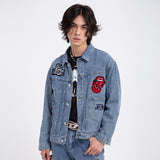 Men Denim Jacket Men's Spring and Autumn Loose Washed-out Denim Clothes Jacket