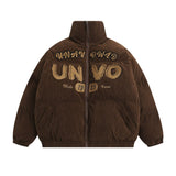 Men Cotton Padded Jacket Coat with Letters Embroidered Cotton Jacket Men's Winter Long Sleeve Cotton Coat Puffer Jacket Coat