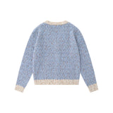 Women Sweater Color Matching Sweater Button Casual Long Sleeve