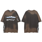 Men T Shirt Washed and Worn Short-Sleeved T-shirt Men and Women Street National Fashion Brand