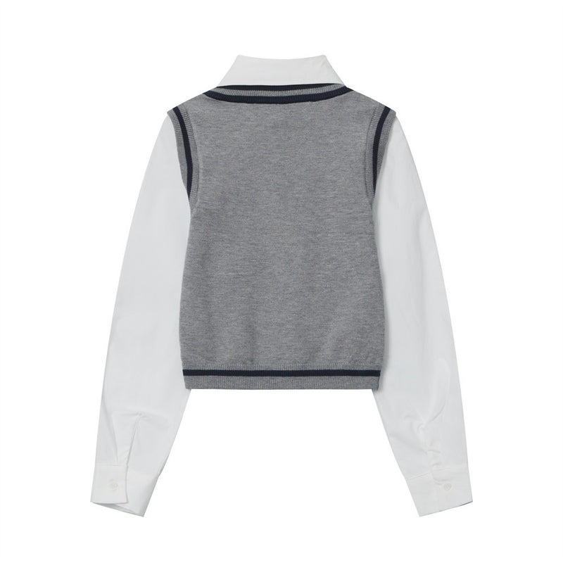 Women Sweater Long-Sleeved Sweater Casual College Style Girls' Autumn Short