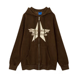 Men Hoodie Winter Hooded Jacket Men's Vibe Paste Cloth Embroidery Five-Pointed Star