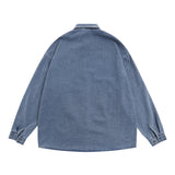 Men Long Sleeved T Shirt Embroidered Denim Shirt All-Matching Loose Casual Spring and Autumn Long Sleeve Shirt Coat