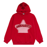 Men Fleece Lined Hoodie Embroidered Hoodie Men's High Street Ins Loose Pullover Hoodie