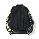 Kapital Jack Hitian Hehong Leather Sleeve Stitching Towel Embroidered Bone Baseball Uniform Jacket Coat