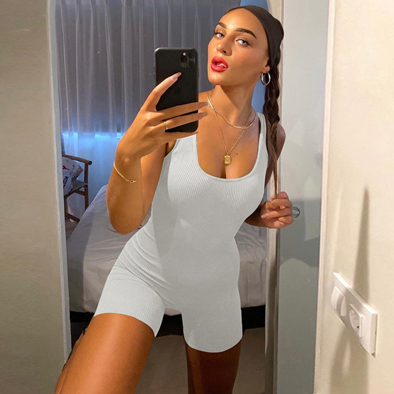 Women Jumpsuit Women's Spring Fashion U-Neck Jumpsuit