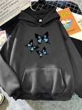 Butterflies Printed Women Sweatshirt Soft Casual Loose