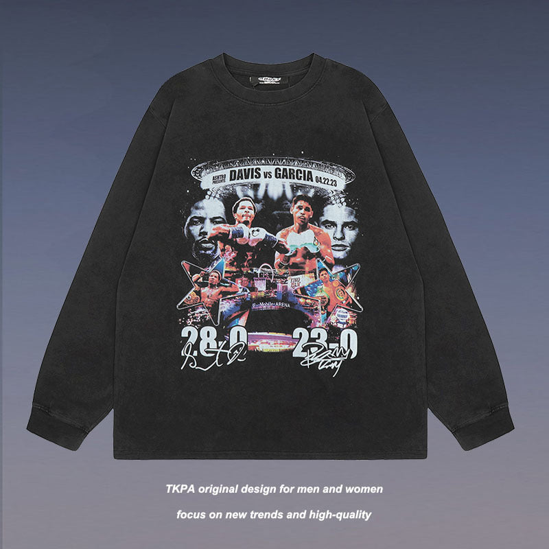 Men's Long Sleeve Shirt Long Sleeve T-shirt Men's and Women's 2023 Autumn Distressed Base