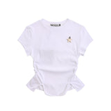 Women T-shirt Short-Sleeved T-shirt O-neck Short Top
