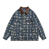 Men Denim Jacket Denim Shirt Coat Men's Contrast Color Lapels Jacket Spring and Autumn