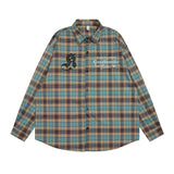 Men Long Sleeved T Shirt Plaid Long Sleeve Shirt Men Street Fashion Versatile Spring and Autumn Casual Loose Lapels