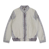 Men Denim Jacket Stitching Washed and Worn Denim Jacket Coat Men's Autumn and Winter Loose Denim Jacket