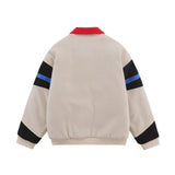 Men Cotton Mixed Jacket Coat Racing Suit Men's Winter Cotton Padded Stitching Embroidery Letters Polo Collar Jacket