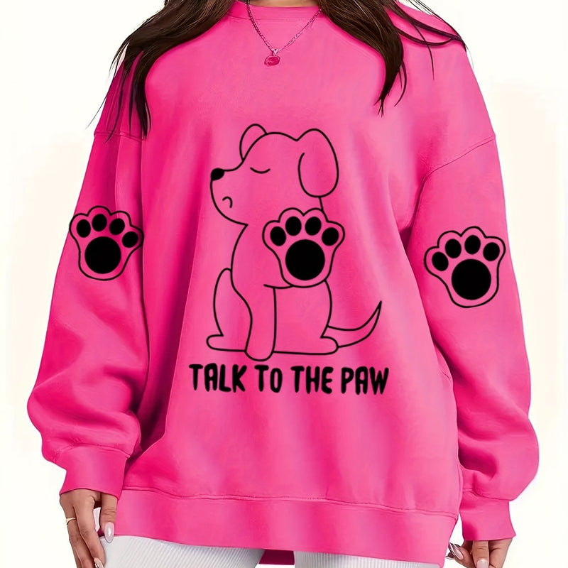 Plus Size Dog Print Sweatshirt Casual Long Sleeve