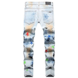 Amiri Jeans Stars Ripped Stretch Jeans