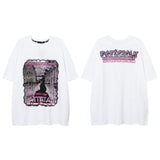 Men T Shirt Hiphop Street Retro Printed Couple Short Sleeve T-shirt Men and Women