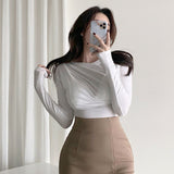Women Long Sleeve Shirt Women's Spring and Autumn Bottoming Shirt Casual