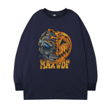 Men's Long Sleeve Shirt Cartoon Printed round Neck Long Sleeve T-shirt Men's Ins Loose All-Match