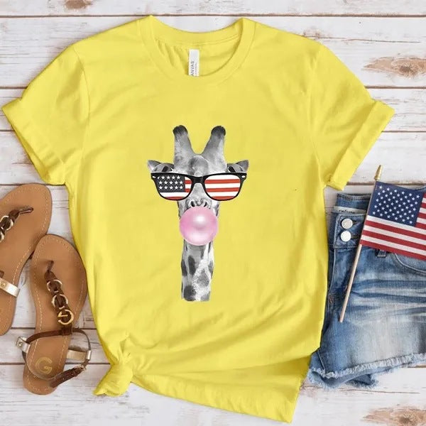 Women's Independence Day T Shirt round Neck Short Sleeve T-shirt